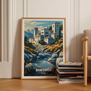 Shkodër Albania Cityscape Poster, Travel Wall Art Decor, Unique Birthday or Wedding Gift Idea, C20-815