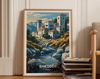 Shkodër Albania Cityscape Art Print, Travel Poster, C20-815