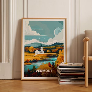 Vermont Stowe Travel Poster, USA Scenic Landscape Wall Art, Unique Birthday Gift Idea, Home Decor, C20-739