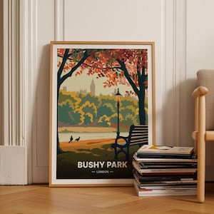 London Travel Poster, Bushy Park Scenery, Royal Parks Artwork, Hampton Court Decor, Richmond & Kingston Wall Art, C20-637