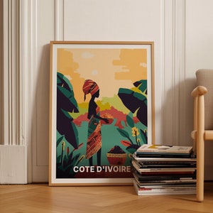 Cote d&#39;Ivoire Ivory Coast Travel Poster, Vintage Style Wall Art for Home Decor, Collector&#39;s Item, C20-1123