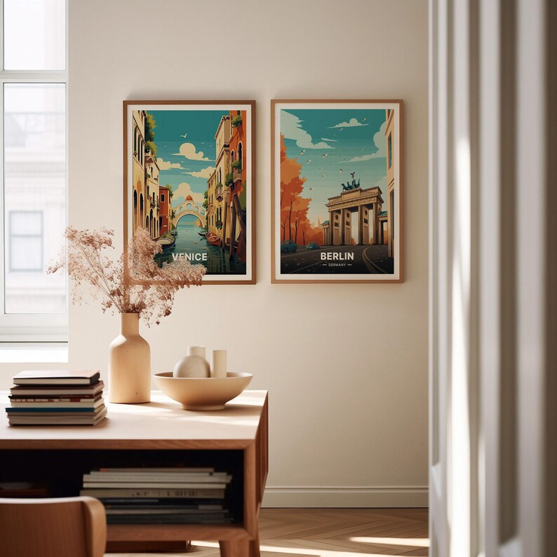 Berlin Travel Poster, Germany Cityscape Art on Matte Paper image 3