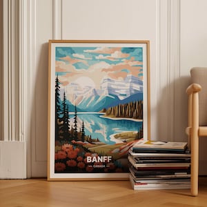 Banff National Park Poster, Canada Travel Wall Art, Mid Century Modern Decor, Eclectic Style, Home and Office Decoration, C20-238