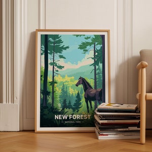 New Forest Travel Poster, National Park Art Print, Unique Wedding Gift Idea, Home Decor Wall Art, C20-1063