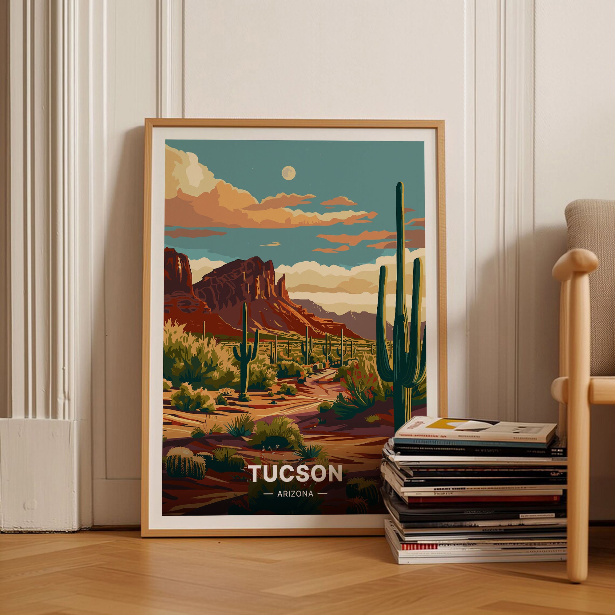 Tucson Arizona Travel Poster, Desert Landscape Art, C20-1969 - Etsy
