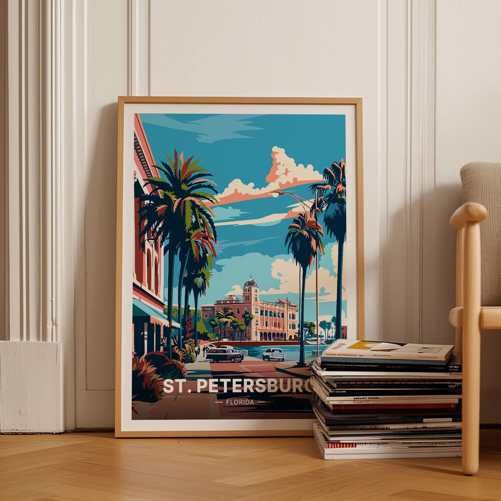 St. Petersburg Florida Travel Poster, Cityscape Wall Art, C20-1217