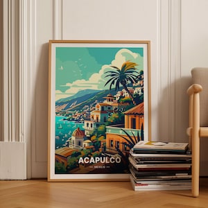 Acapulco Travel Poster, Vintage-Inspired Wall Art for Home Decor, Gift for Travel Enthusiasts, Artistic Destination Illustration, C20-1453