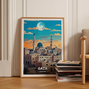 Gaza City Travel Poster, Palestine Wall Art, Explorer Home Decor, Adventure Seeker Gift, C20-1397
