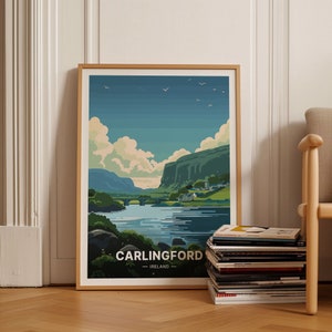 Carlingford Lough Travel Poster, Ireland Art Print, Cooley Peninsula Landscape, Colorful Home Decor, County Louth Scenic Wall Art, C20-1550