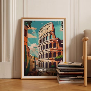 Rome Colosseum Art Print, Italy Travel Poster, Vintage Style Rome Wall Decor, Italian Architecture Artwork, Unique Traveler, C20-292