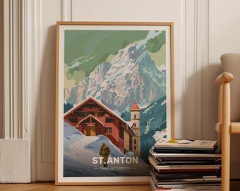 St Anton Austria Ski Resort Poster, Vintage Travel Art, C20-1543