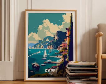 Capri Italy Travel Poster, Scenic Wall Art for Home Decor, Italian