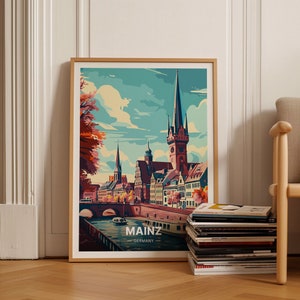 Mainz Germany Travel Poster, Wall Art for Home & Office Decor, Unique Gift for Art Enthusiasts, German Cityscape Illustration, C20-1387