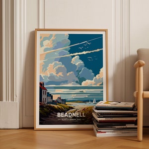 Beadnell England Travel Poster, Vintage Style Wall Art, Art Lover Gift, Home Decor, Travel Enthusiast Present, C20-1160