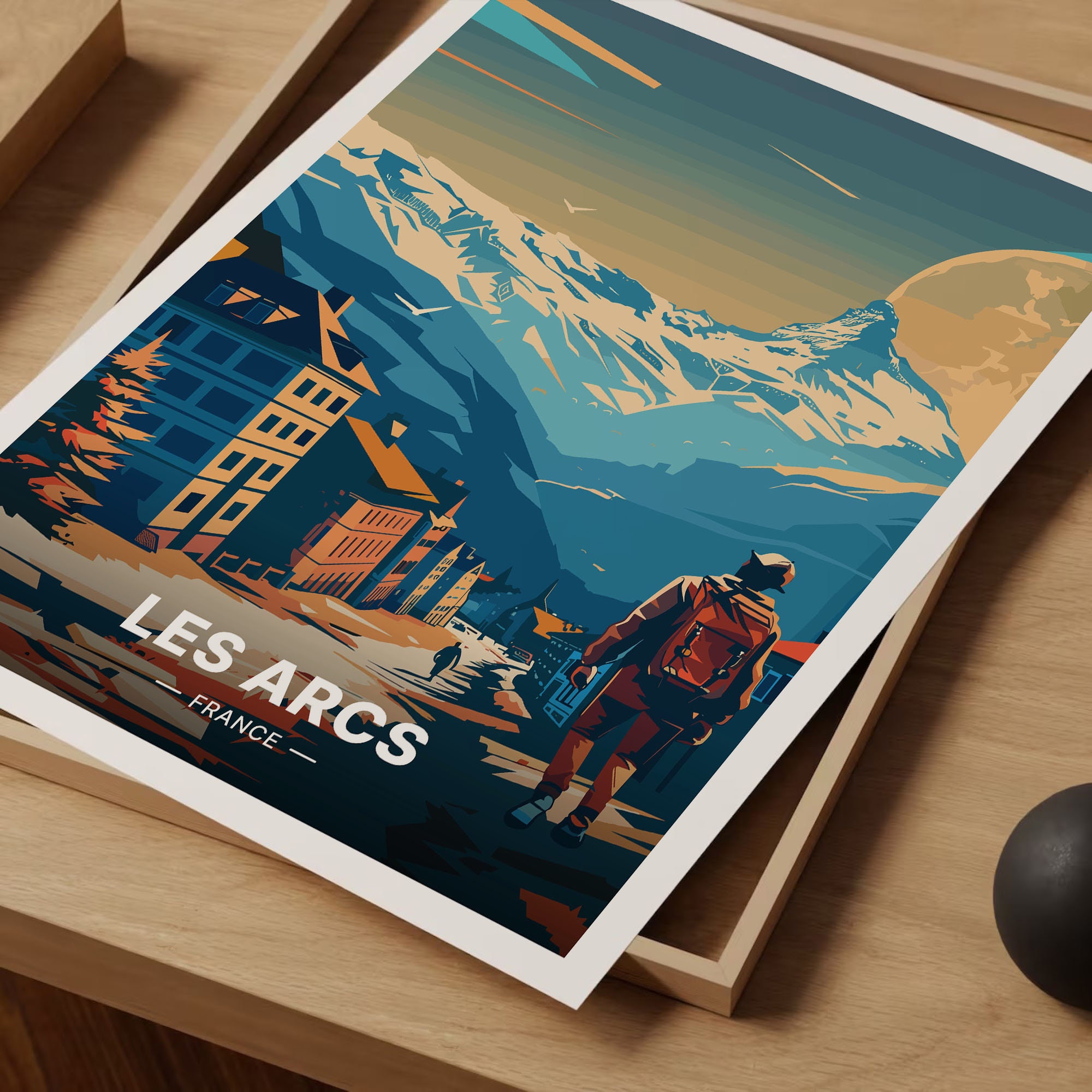 Poster Sur Toile Les Arcs - Décoration Ski Murale 20x30cm - Parfait Pour Chambre, Bureau, Cadeau
