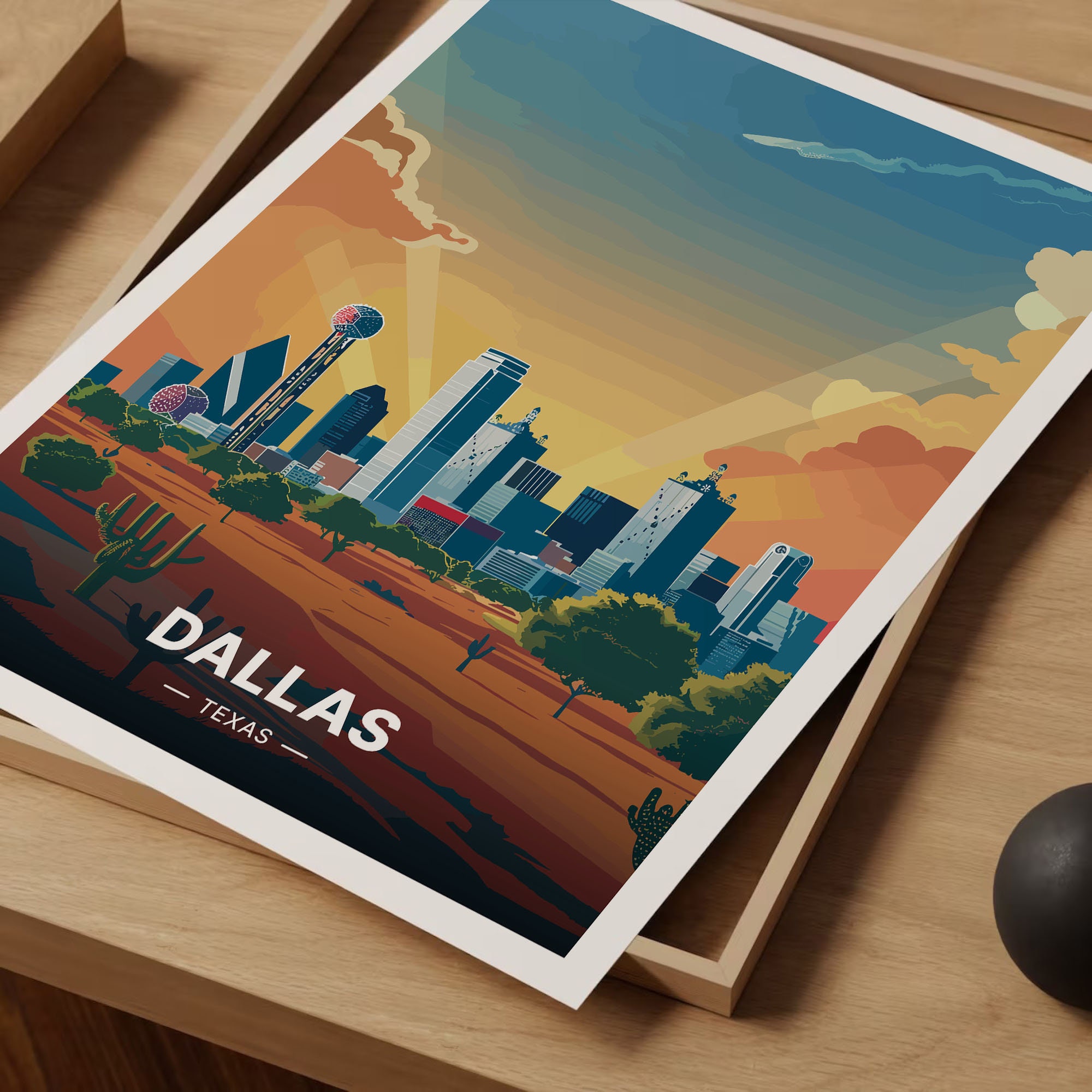 Dallas Skyline Art Print, Texas Travel Poster, USA City Decor, C20-383 ...