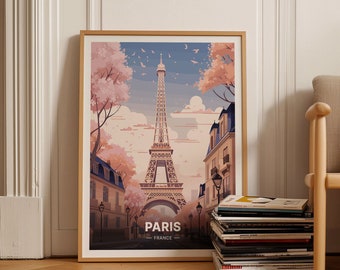 Eiffel Tower Paris Poster, Vintage France Travel Wall Art, European Cityscape Decor, Retro Maximalist Home Decoration, C20-11