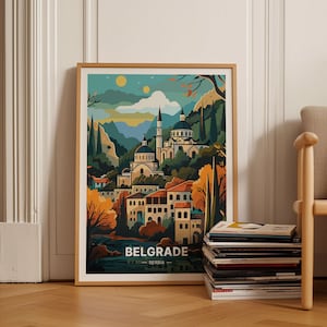 Belgrade Cityscape Travel Poster, Serbia Wall Art Decor, Unique Travel Gift Idea, Home & Office Decoration, C20-936