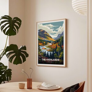 Scottish Highlands Travel Poster, Landscape Wall Art, C20-391 imagen 7