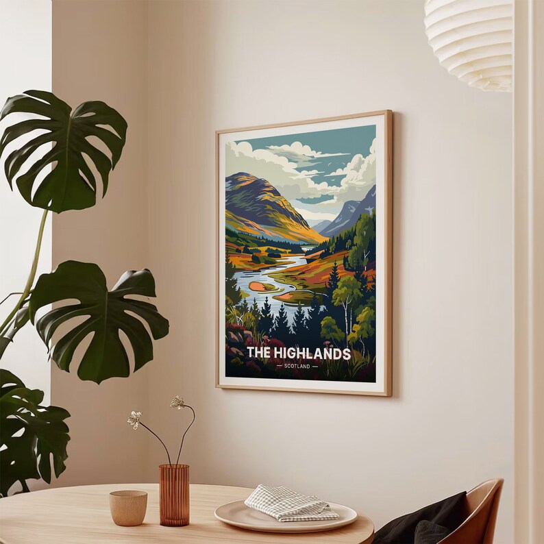 Scottish Highlands Travel Poster, Landscape Wall Art, C20-391 imagen 7