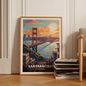Reisposter San Francisco, schilderachtige stadskunst, decor voor thuis en op kantoor, reislustinspirerende muurkunst, C20-254