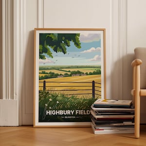 London Park Travel Poster - Highbury Fields, Islington Wall Art, UK Park Scene, Home Decor, North London Souvenir, C20-1715