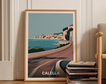 Calella Spain Travel Poster, Minimalist Costa Brava Art, C20-1235