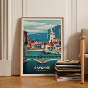 Bayonne, Frankreich Strandszene Poster - Europa Reise, Baskenland Wand Kunst für Wohnkultur, Einzigartige Housewarming und, C20-968