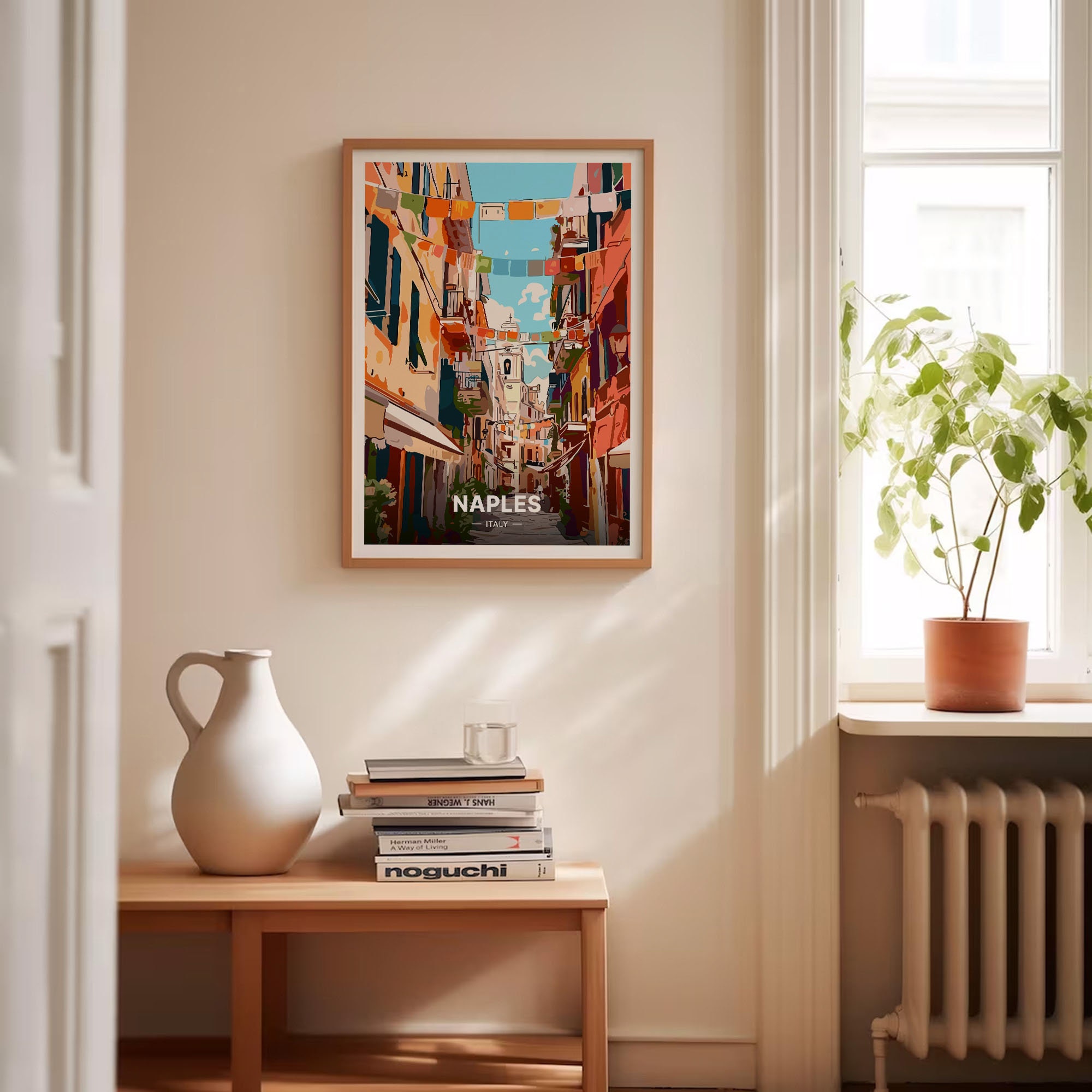 Napoli Travel Poster, Naples Italy Landscape, Mid-century Modern