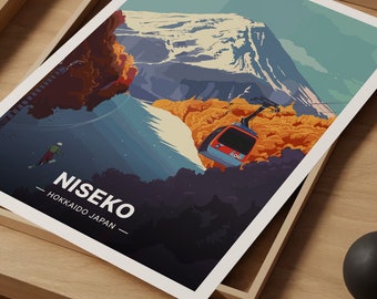 Niseko Japan Ski Resort Poster, Mount Yotei Ski Trail Map Art, C20