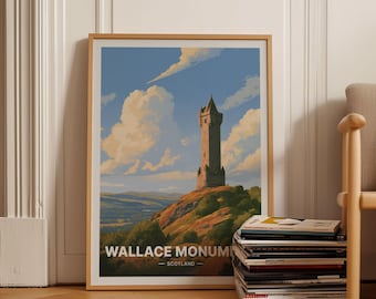 Scotland Landscape Poster, Travel Wall Art, Home Decor, Wallace Monument, Art Lover Gift, Scottish Highlands, Adventure