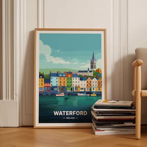 Waterford Travel Poster, Ireland Artwork, City Map Decor, Home & Office Wall Art, County Waterford Landscape, C20-402 image 1