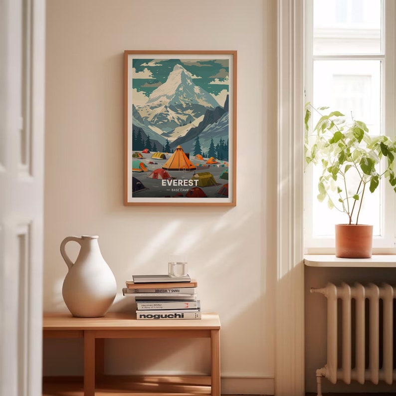 Mount Everest Art Print, Adventure Travel Poster, Nepal Trekking Decor, C20-1021 image 4