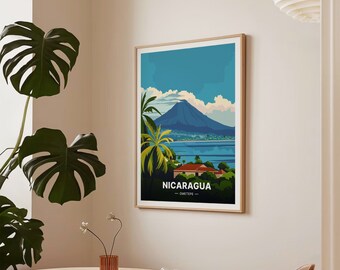 Ometepe Island Nicaragua Travel Poster, Exotic Destination Wall