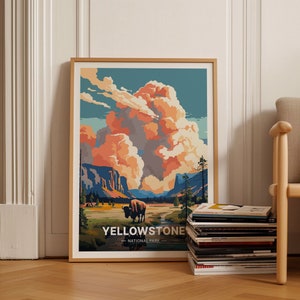 Yellowstone National Park Poster, Malerische Wyoming Reisewandkunst, Natur inspirierte Wohnkultur, Abenteuer Kunstwerk, C20-331