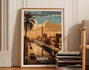 Basra Iraq Travel Poster, Vintage City Art Print, C20-1611