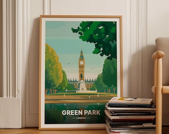 London Green Park Travel Poster – Buckingham Palace Art Print, C20-1767