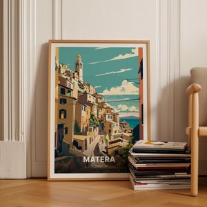 Matera Italy Travel Poster, Home Decor Wall Art, Italian Landscape Print, Travel Enthusiast Gift, Artistic Matera, C20-755