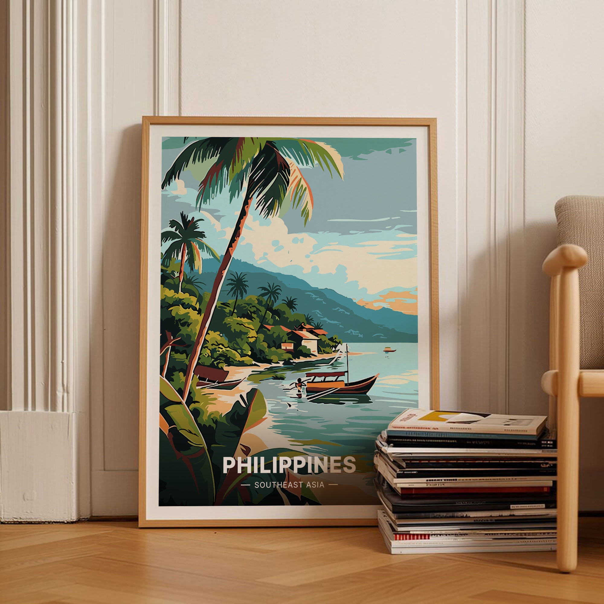 Philippines Travel Poster, Wall Art for Home & Office, Scenic Landscape Illustration, Unique Gift Idea, C20-338