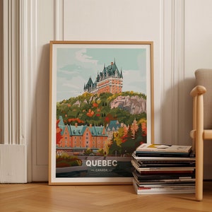 Quebec City Travel Poster, Canada Landscape Art, Fairmont Le Château Frontenac Decor, Home Office Wall Art, C20-874