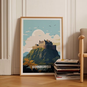 Edinburgh Travel Poster, Scotland Landscape Art, Castle Wall Decor, Unique Wedding Gift, Memorable Birthday Present, C20-130