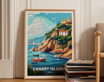 Canary Islands Travel Poster, Spain Coastal Art, C20-981