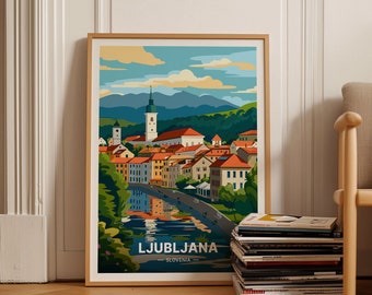 Ljubljana Slovenia Travel Poster, Cityscape Wall Art, C20-419