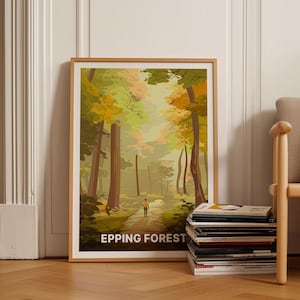Epping Forest Essex Reiseplakat, Vintage Eisenbahn Wandkunst, Greater London Dekor, Abenteuer inspirierter Druck, C20-1998