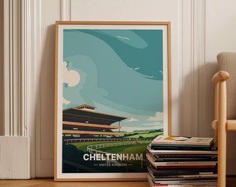 Cheltenham Racecourse Travel Poster, UK Landmark Art, C20-411