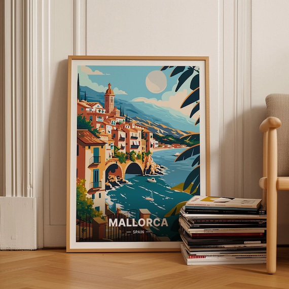 Mallorca Spain Travel Poster, Vintage-inspired Wall Art, Unique