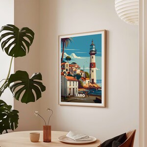 Faro Portugal Travel Poster, Cityscape Lighthouse Art, C20-1422 image 7