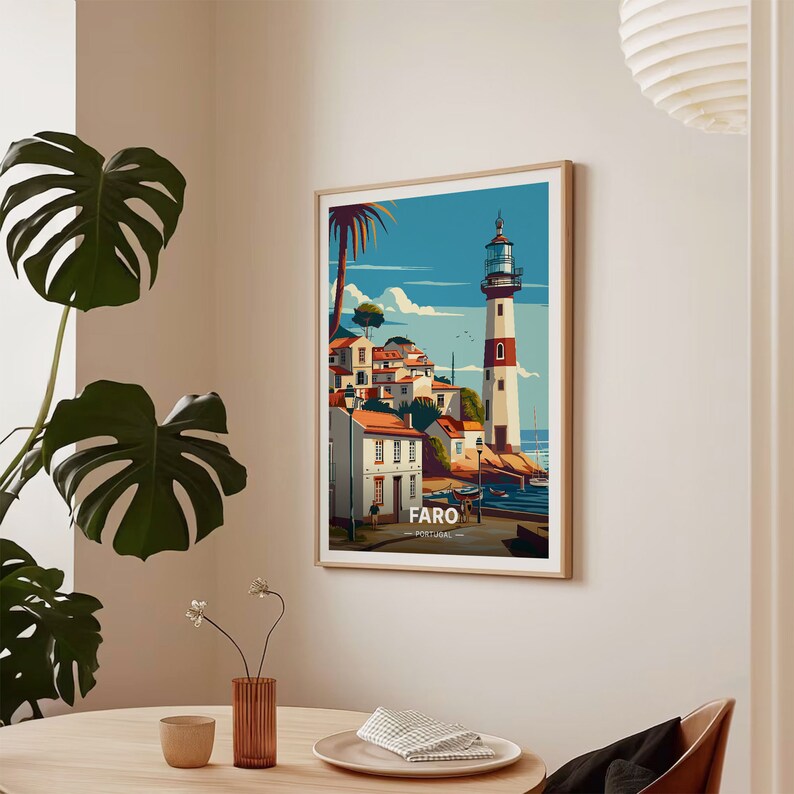 Faro Portugal Travel Poster, Cityscape Lighthouse Art, C20-1422 image 7