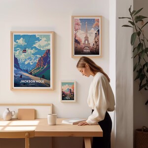 Jackson Hole Ski Resort Poster, Grand Teton & Yellowstone Art, C20-695 imagen 6