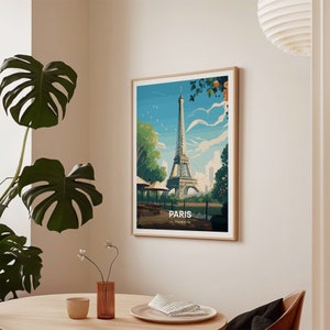 Vintage Eiffel Tower Print, Paris Travel Poster, Parisian Wall Art, C20-9 image 7